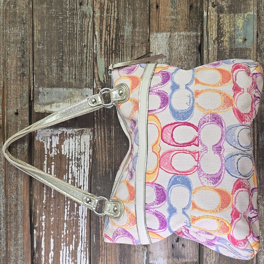 Coach Poppy Multicolor Signature Shoulder Bag